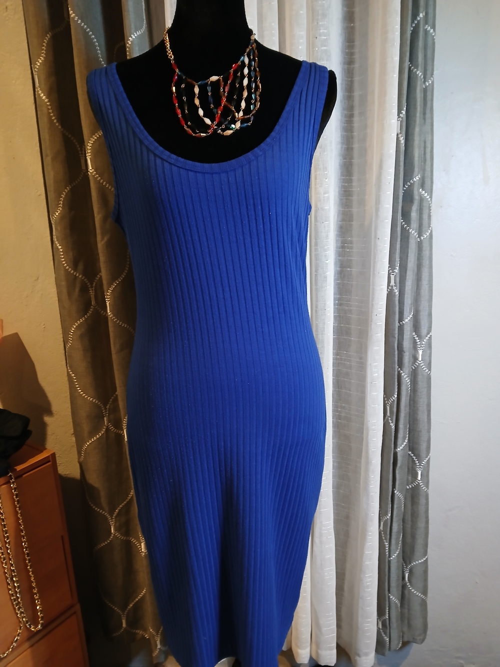love J Ribbed Scoop Neck Midi Dress in Royal Blue